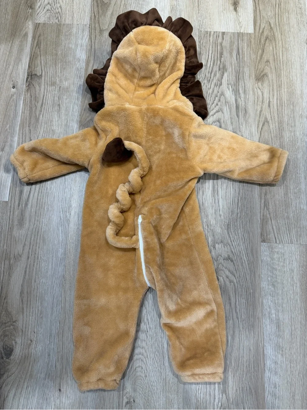 Toddler 3 Lion Plush Hooded One-Piece costume - Brown and White Halloween